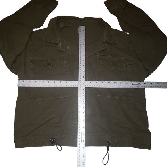 No Boundaries Army Green Utility Denim Jacket XL Y2K Stretch Waist Cargo Style - Picture 6 of 8
